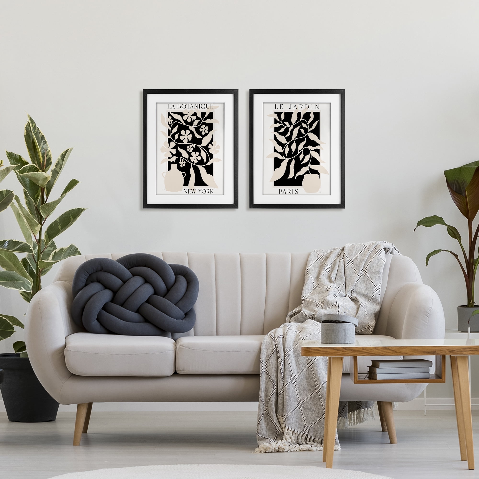 Stupell Industries New York & Paris Botanicals 2 Piece Black Framed Print Under Glass Set, design by Natalie Carpentieri