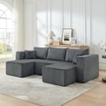 thumbnail image 3 of 94.1" modular Sectional Sofa,Compressed Corduroy couch, Comfy Compression Sofa for small spaces, Gray, 3 of 6