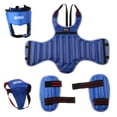 thumbnail image 4 of jinwen 1 Set Headgear + Chest, Groin Protection + Shin Guards - Perfect for Kickboxing, Blue, 4 of 9