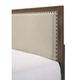 thumbnail image 3 of DeeHome Brown Cherry Finish Fabric Upholstered Headboard Tufted Nailhead Trim 1pc King Size Panel Bed Beautiful Wooden Bedroom Furniture, 3 of 5