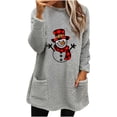 thumbnail image 2 of VgaVtl Christmas Sweatshirt Women Long Sleeve Fall Winter Ladies Sweatshirts Pockets Loose Thick Christmas Print Sweatshirt,Gray S, 2 of 4