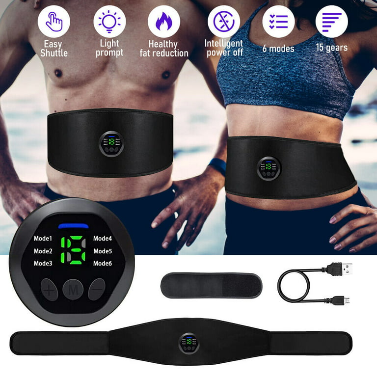 MDHAND Abs Trainer Muscle Stimulator USB Rechargeable 6 Modes 15 Intensity  EMS Muscle Stimulator Fitness Training Gym Workout