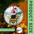 thumbnail image 3 of Crystal Glass Christmas Ornament Bee in a Santa Klaus Hat Stained Glass Style (Flat Design, Not Raised) Art Queen Winged Critter Holiday Ornaments for Xmas Tree, 3 of 3
