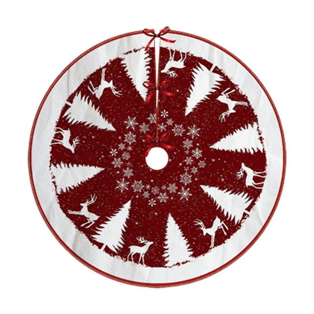 Christmas Tree Skirt 47.24 in x 47.24 in Red Cloth Holiday Decoration for Tree Base