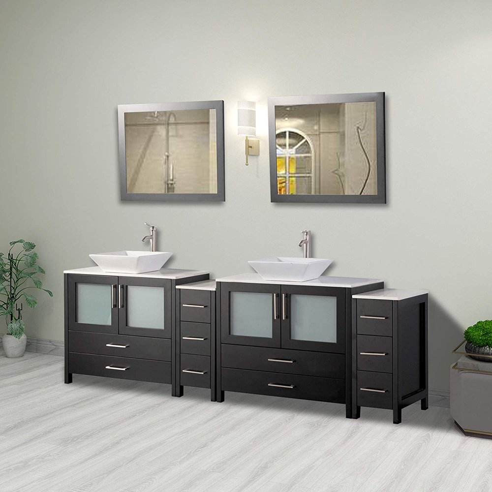 Vanity Art 96 Inches Double Sink Bathroom Vanity Compact Set 4 Cabinets ...
