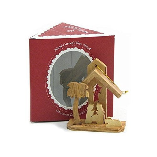 zytoon Olive Wood Star Nativity Ornament with Gift Box