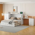 thumbnail image 4 of Queen Size Murphy Bed with USB Port, Large Drawer, and Wardrobe/Desk Combo – Versatile White Cabinet Bed, 4 of 8