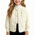 thumbnail image 4 of Girls Lightweight Quilted Padded Jacket Button Down Coat Cozy Warm Long Sleeve Outerwear for Girls Winter Outdoor Daily Wear, 4 of 6
