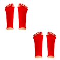 thumbnail image 3 of Wosthever 1 Pair 5 Toe Socks Overlapping Color Comfortable Breathable Dressing Solid Separation Relaxing Hosiery rojo 2piezas, 3 of 6