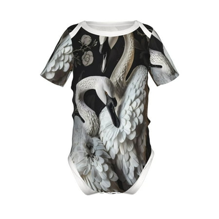 

Yiaed Elegant Swans Black Background Print Infant Climbing Short Sleeve Onesie One-Piece Baby Bodysuit Clothes 0-12 Months -2 Years