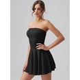 thumbnail image 3 of Vestido OQQ Summer Cocktail con cintura fruncida y volantes, corsé negro, 3 of 6