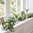 thumbnail image 4 of Ywbawe 5.91ft Artificial Eucalyptus Garland Faux Greenery Vines with Flower Accented Hanging Vine for Indoor Home Party Decor, 1 Pack, 4 of 6
