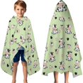 thumbnail image 3 of Cow and Heart Green Pattern Hooded Bath Towel Wrap for Teens Ages 3 To 12, Soft Lightweight Quick Dry Microfiber Bath Beach Pool, 60"x35", 3 of 6