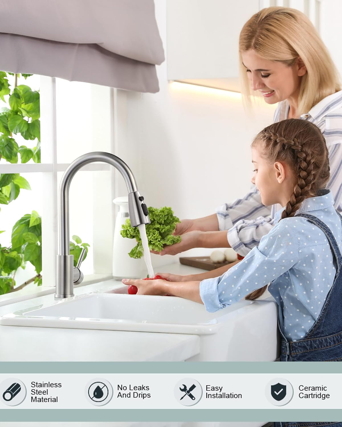 Duklik Kitchen Faucets with Pull Down Sprayer, Brushed Nickel Kitchen Faucet Lead-Free, High Arc Single Handle Stainless Steel Faucet for Kitchen Sink RV Faucets