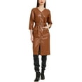 thumbnail image 2 of INSPIRE CHIC Faux Leather Dress for Women's Button Down V Neck Party Club Midi Dresses, 2 of 5