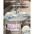 thumbnail image 5 of Fsddascl Yellow Blue Ombre Outdoor Tablecloth - 54 Inch Round Dining Table Cover, Abstract Modern Art Fluid Striped Waterproof Outdoor Table Cloth with Umbrella Hole & Zipper for Picnic/Patio/Party, 5 of 7