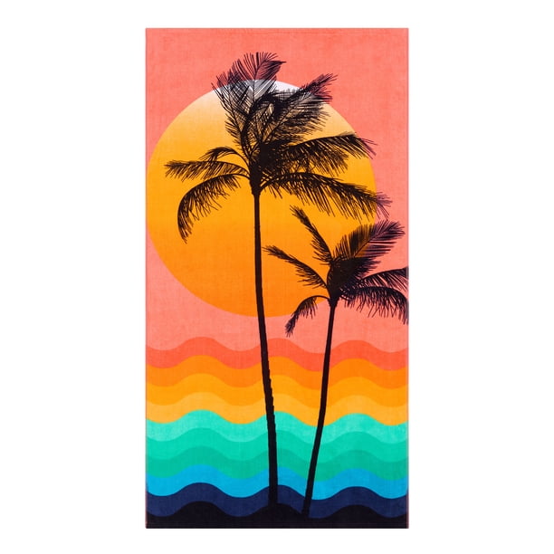 Mainstays Cotton Blend Palm Print Beach Towel, 34