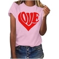 thumbnail image 2 of Xuyuer Valentine's Day women's lover printed t-shirt round neck short sleeve Shirt Women Alphabet ABC I Love You Printed T-Shirts Teacher Valentine Shirt Tees Tops, 2 of 7