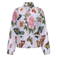 thumbnail image 5 of Jackets for Women Winter Coat Jackets Flannel Stand Collar Jacket(Butterfly Floral Pattern Fabric,Size:S-4XL), 5 of 7