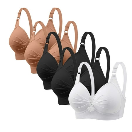 Lisbinx Bras for Women Full Coverage Woman s Printing 5PC Gathered Together Large Size Daily Bra Underwear No Rims Deals of the Day Clearance