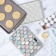 thumbnail image 5 of Yayeee Pot Holders Kitchen Heat Resistant with Pocket 7"x9.8" Cotton Oven Cooking Hot Pads, Light Blue Shimmering Pattern, 5 of 7