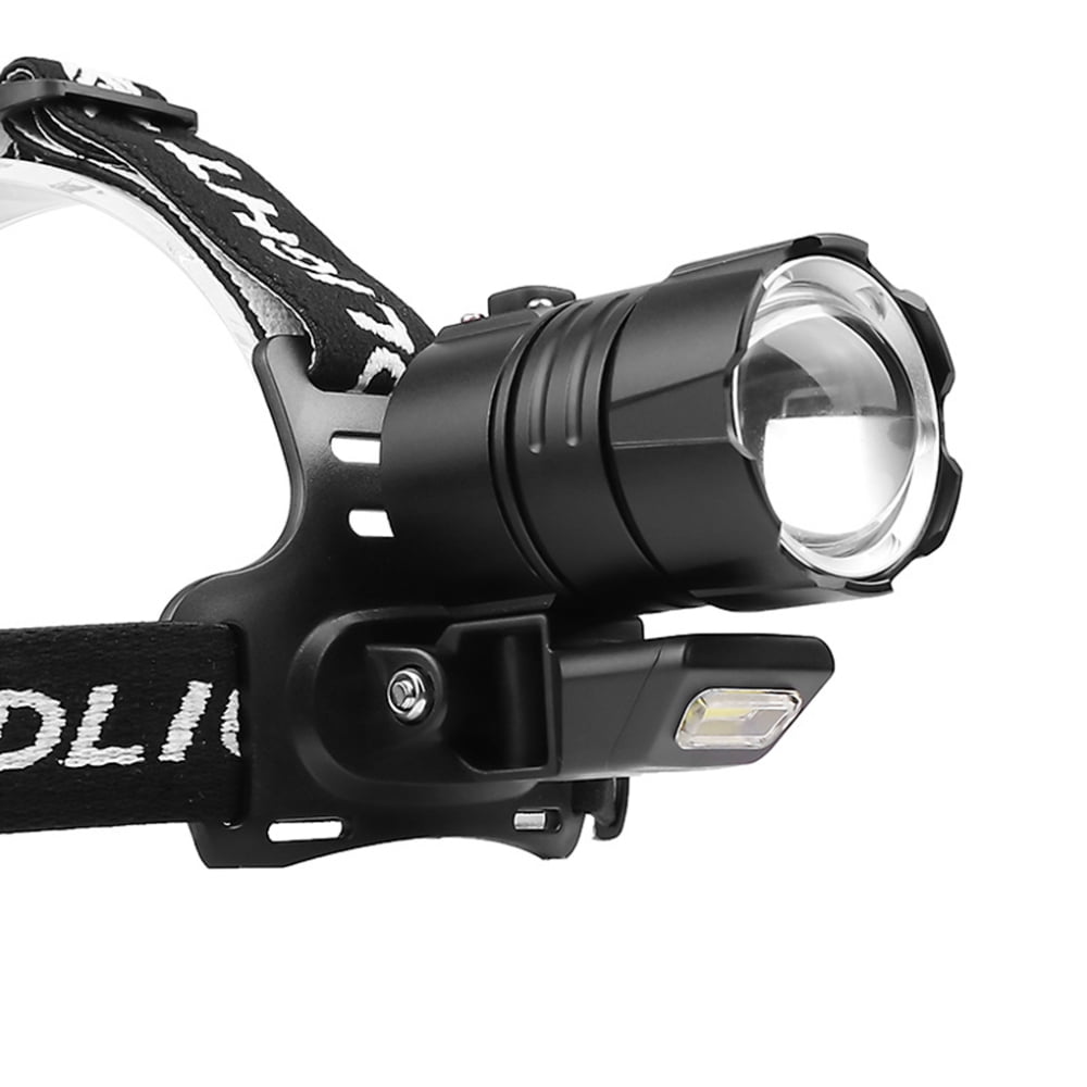 Portable IPX4 Waterproof Headlamp Dimmable Head Mounted Torch for Night Riding Walking Use  Cable 3Pcs Batteries