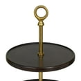 thumbnail image 4 of DecMode 14" x 18" Dark Brown Mango Wood 2 Tiered Server with Gold Stand, 1-Piece, 4 of 7
