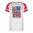 thumbnail image 3 of Aloohaidyvio Independence Day Shirt for Womens,Short Sleeve Vintage American Flag Tops 4th of July Round Neck Plus Size Patriotic T-shirt Light Blue S, 3 of 4