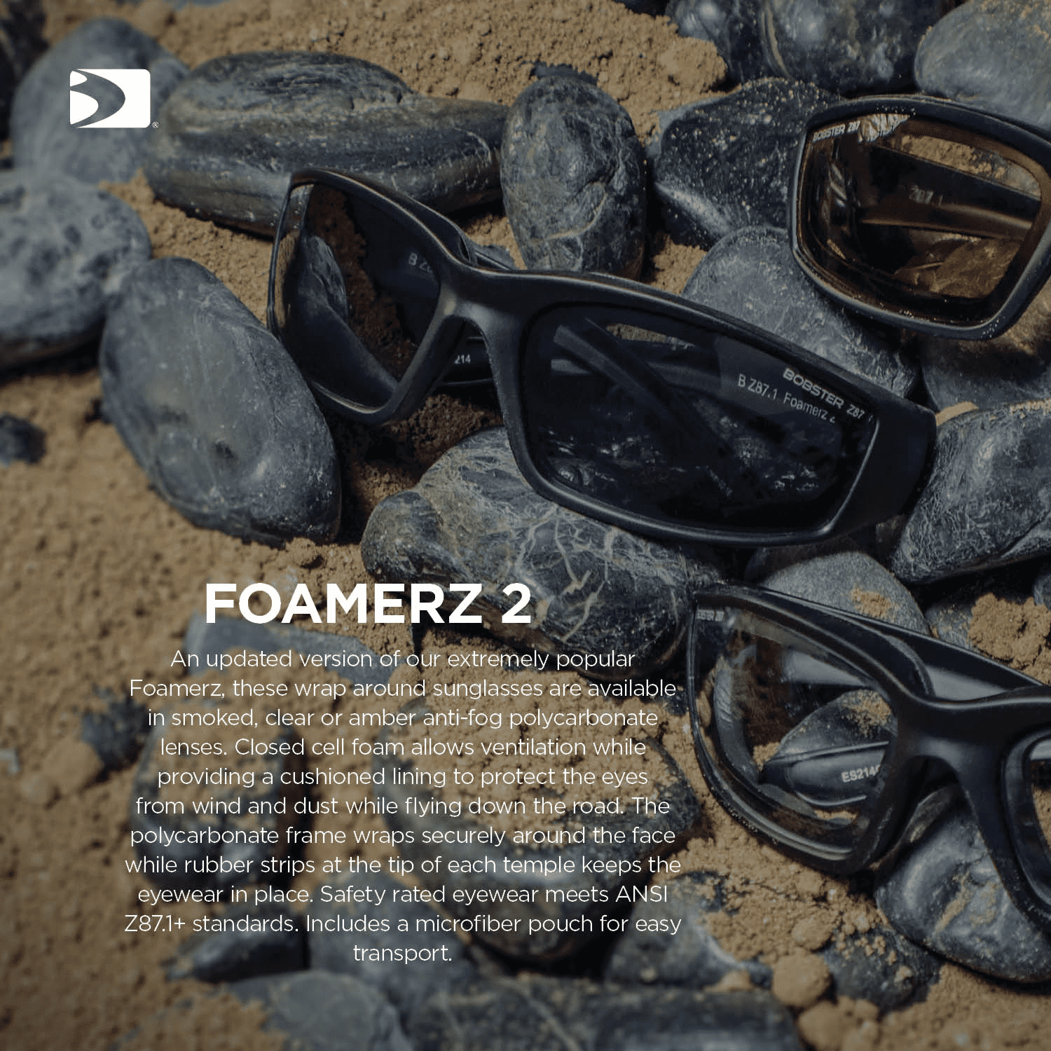 Bobster Foamerz 2 Sunglasses, Clear Anti-fog Lenses, Black Frame