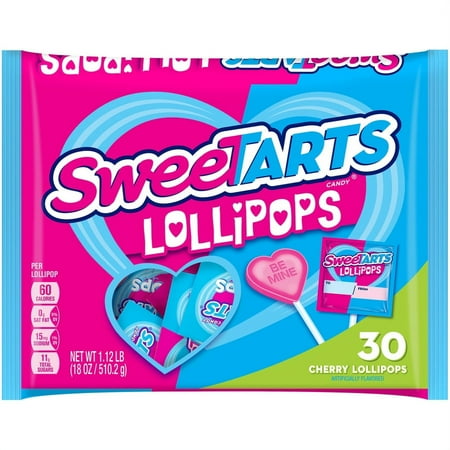 SweeTARTS Valentine Cherry Lollipops 18 Oz. 30 Count