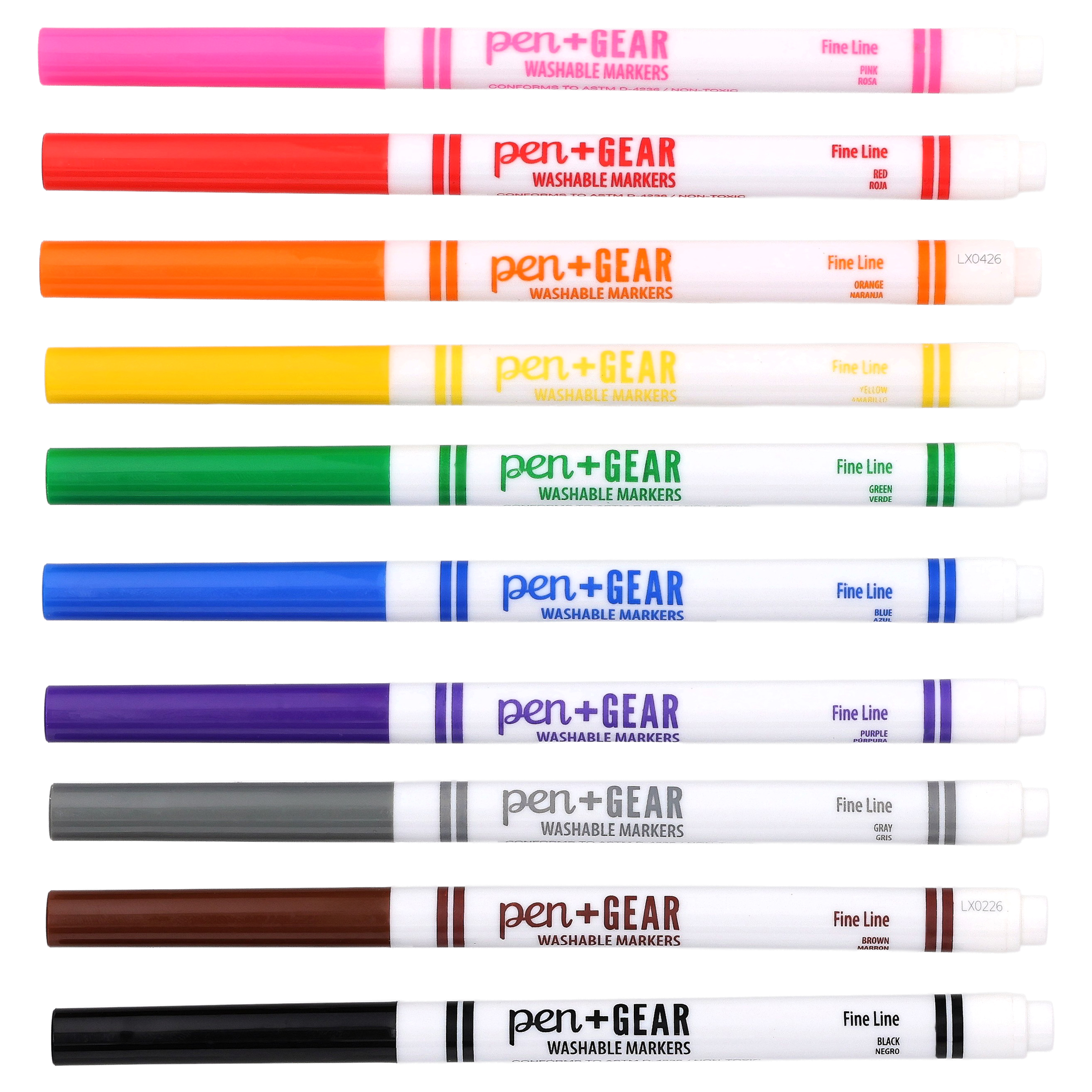 Pen+Gear Marcadores Lavables, Punta Fina, Colores Surtidos, 10 pzas 3