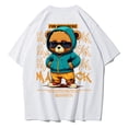 thumbnail image 4 of Camiseta de algodón con estampado de oso para hombre, Tops holgados con cuello redondo, ropa informal cómoda y transpirable de gran tamaño para mujer, 4 of 5