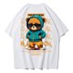 thumbnail image 4 of Camiseta de algodón con estampado de oso para hombre, Tops holgados con cuello redondo, ropa informal cómoda y transpirable de gran tamaño para mujer, 4 of 5
