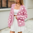 thumbnail image 3 of NAYTOAO Women Heart Print Cropped Cardigan Fall Long Sleeve V-Neck Open Front Knit Sweaters Casual Outerwear, 3 of 8