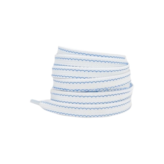 INSPIRE CHIC Flat White Shoelaces Colorful Wave Pattern Shoe Laces Strings for Sneakers Sport Shoes 1 Pair Blue 120cm/47.2"