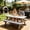 Gray, variant on CCWADH Three Piece Picnic Table Cover Set - Liquid Blocking, Wipeable Protection for Outdoor Dining & Camping