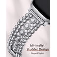 thumbnail image 7 of Wearlizer Stainless Steel Band Compatible with Apple Watch Band for Women 38/40/41/42/44/45/46/49mm, Studded Link Bracelet Strap, Dressy Metal Band for Series 11/10/9/8/7/6/5/4/SE/Ultra, 7 of 7