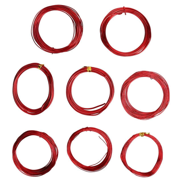 rollos de alambre de aluminio para manualidades, 0,6 a 3 mm, para manualidades, joyería, color rojo