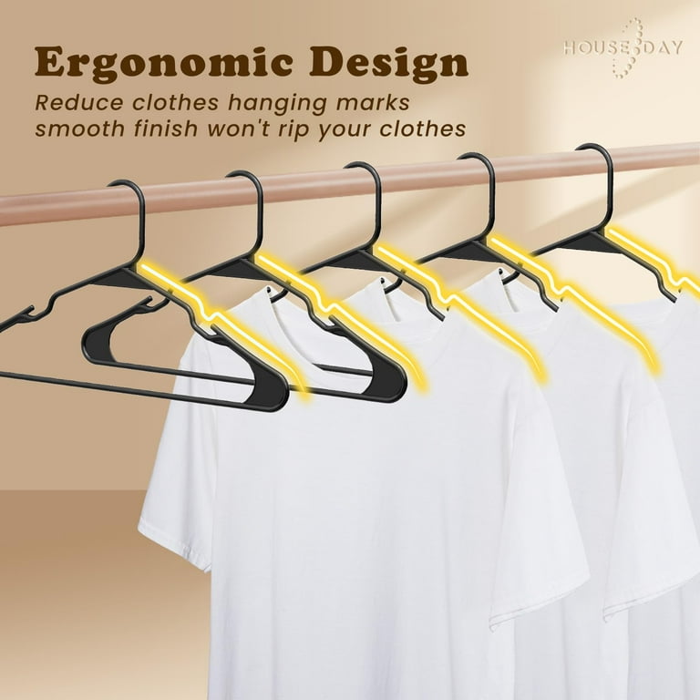 HOUSE DAY 60 Pack Black Plastic Hangers Space Saving Heavy Duty for Closet Laundry Walmart
