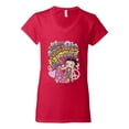 thumbnail image 2 of Wild Bobby Betty Boop Peace, Love and Girl Power Betty Boop Women’s Standard V-Neck Tee, Red, Small, 2 of 5