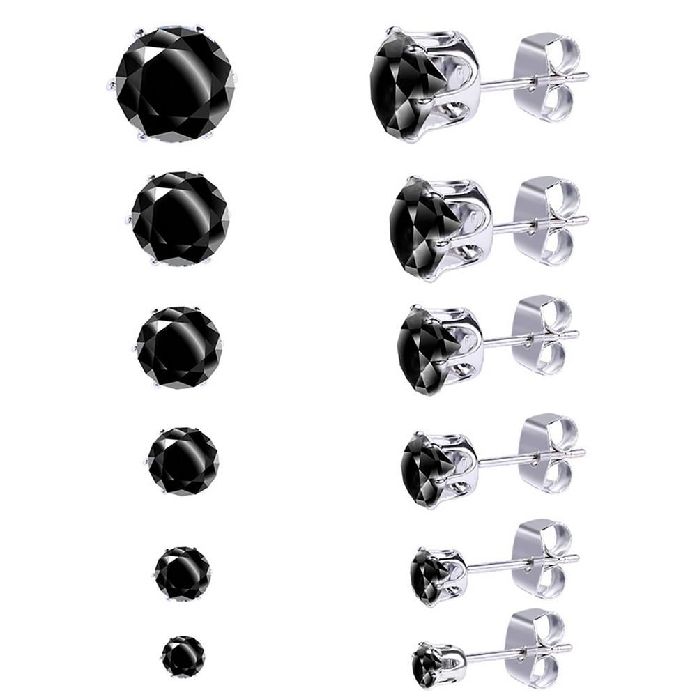 IMSHIE 6 Pairs Stainless Steel Stud Earring Cubic Earring for Men Women
