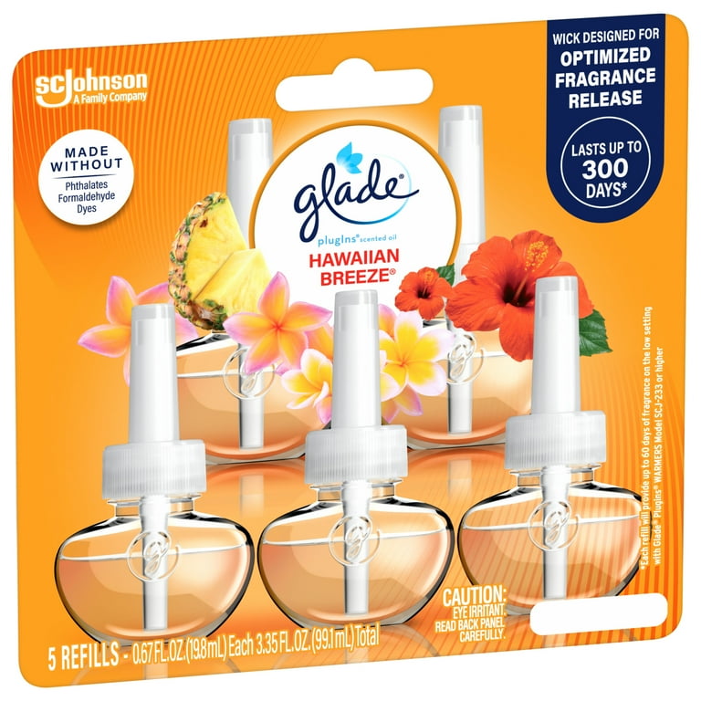 Plugin Scented Oil Refill, Hawaiian Breeze, 0.67 oz, 5/Pack Plugin Scented Oil Refill, Hawaiian Breeze, 0.67 oz, 5/Pack