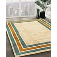 thumbnail image 3 of Ahgly Company Machine Washable Indoor Square Abstract Khaki Gold Area Rugs, 4' Square, 3 of 7