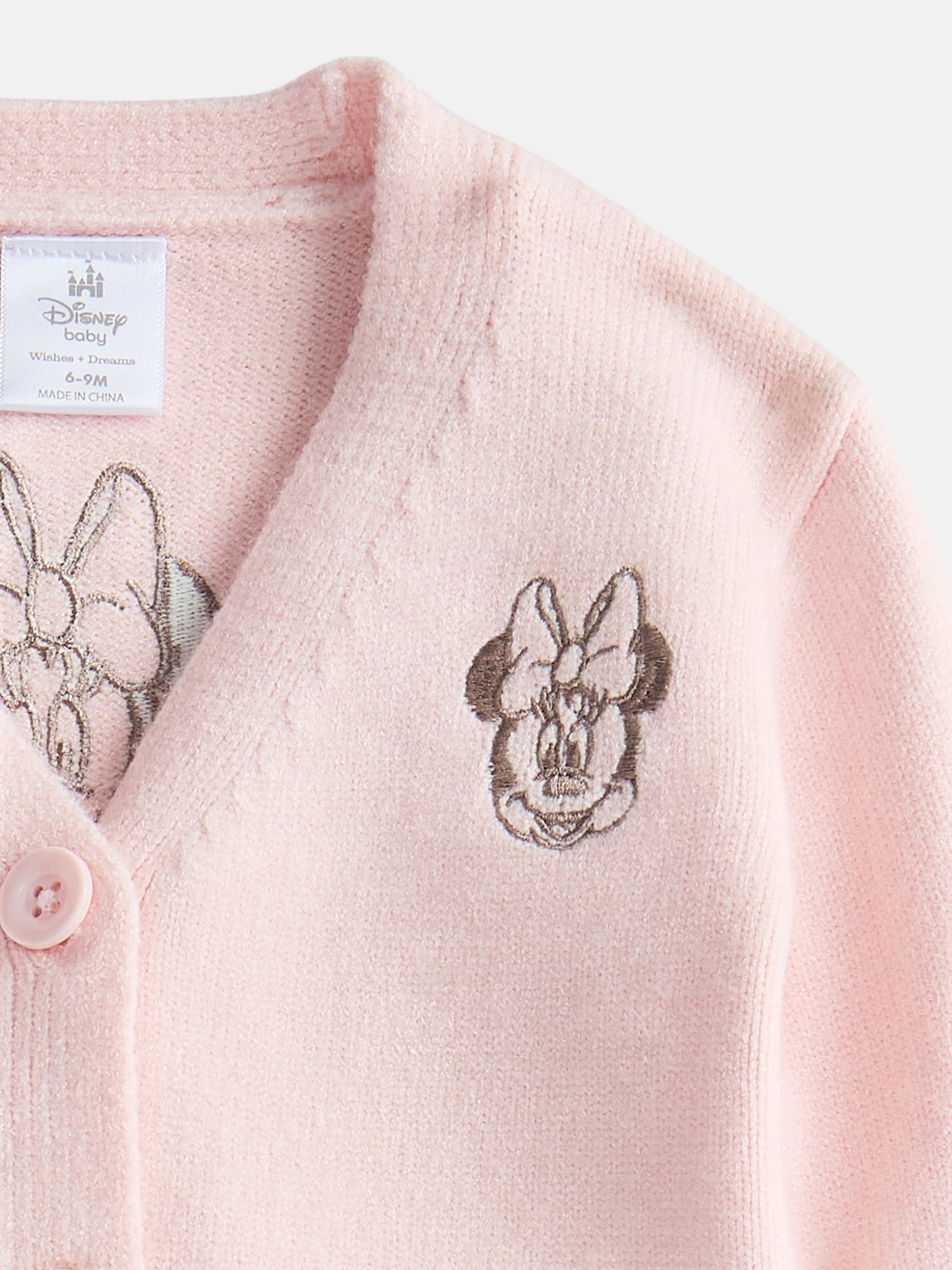 Disney Baby Girl’s Minnie Mouse Embroidered Cardigan with Long Sleeves, Sizes 0/3M-18M