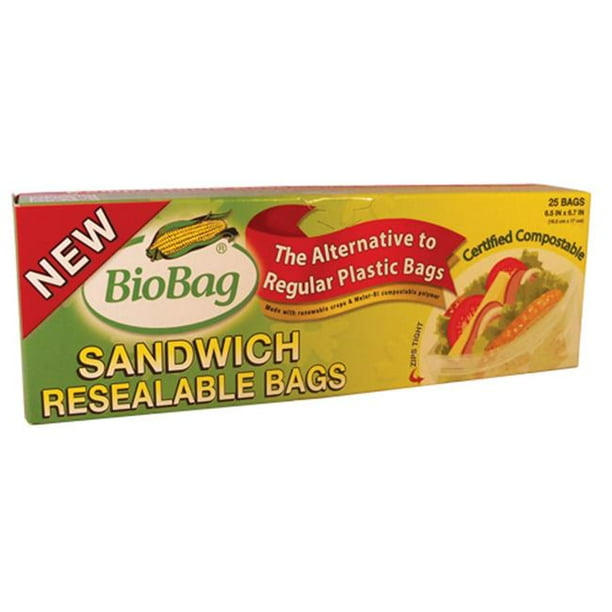 Biobag 25 Ct. Sachets-Sandwichs Refermables - Caisse de 12