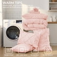 thumbnail image 3 of Sasttie Queen Size Comforter Set, 7-Piece Bed in a Bag, Pintuck Bedding Sets for All Season, Blush Pink, 3 of 8