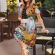 thumbnail image 3 of Easygdp Welcom Fall para Vestido Transpirable de Mujer, Vestido Suelto de Manga Corta con Pliegues y Bolsillos para el Verano, 3 of 6