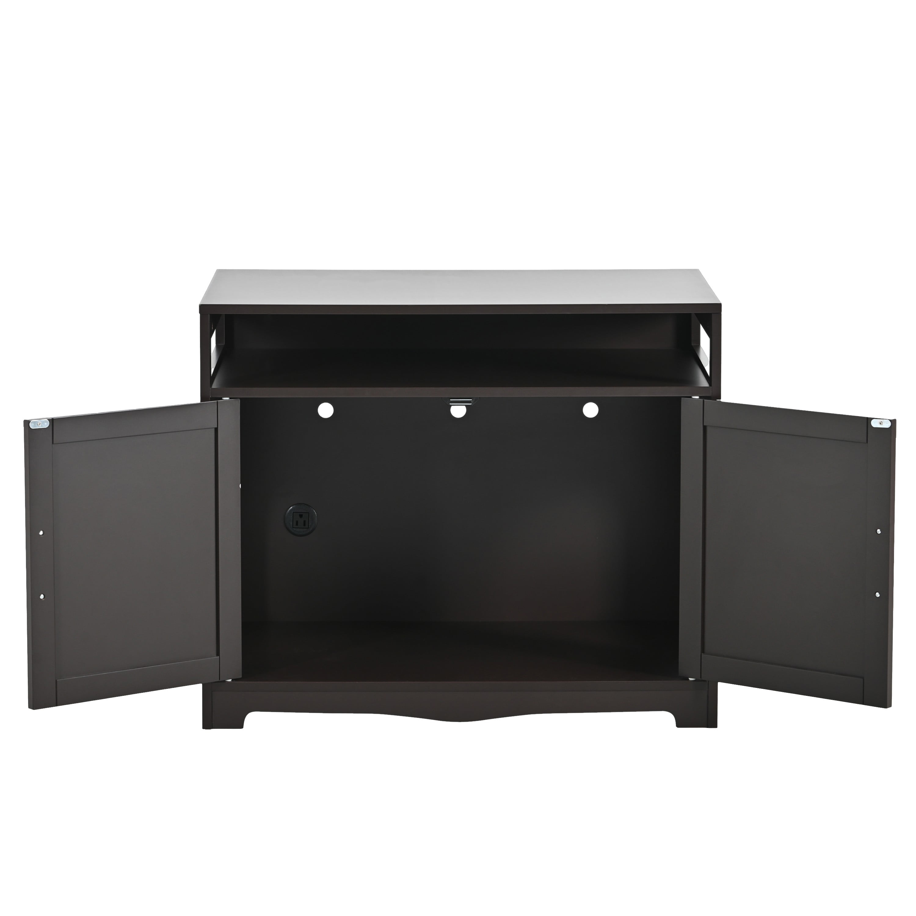 Aukfa Litter Box Enclosure, Cat Litter Box Furniture with Hidden Plug, Espresso