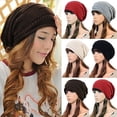 thumbnail image 4 of ruhuadgb Women Autumn Fashion Hip Hop Cap Winter Warm Casual Pleated Crochet Beanie Hat, 4 of 7