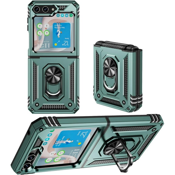 Samsung Flip 5 Case for Galaxy Z Flip 5 Case, with Stand,Liquid Silicone Case,Shockproof, Slim Phone Case Samsung Galaxy Z Flip 5 Case - Green